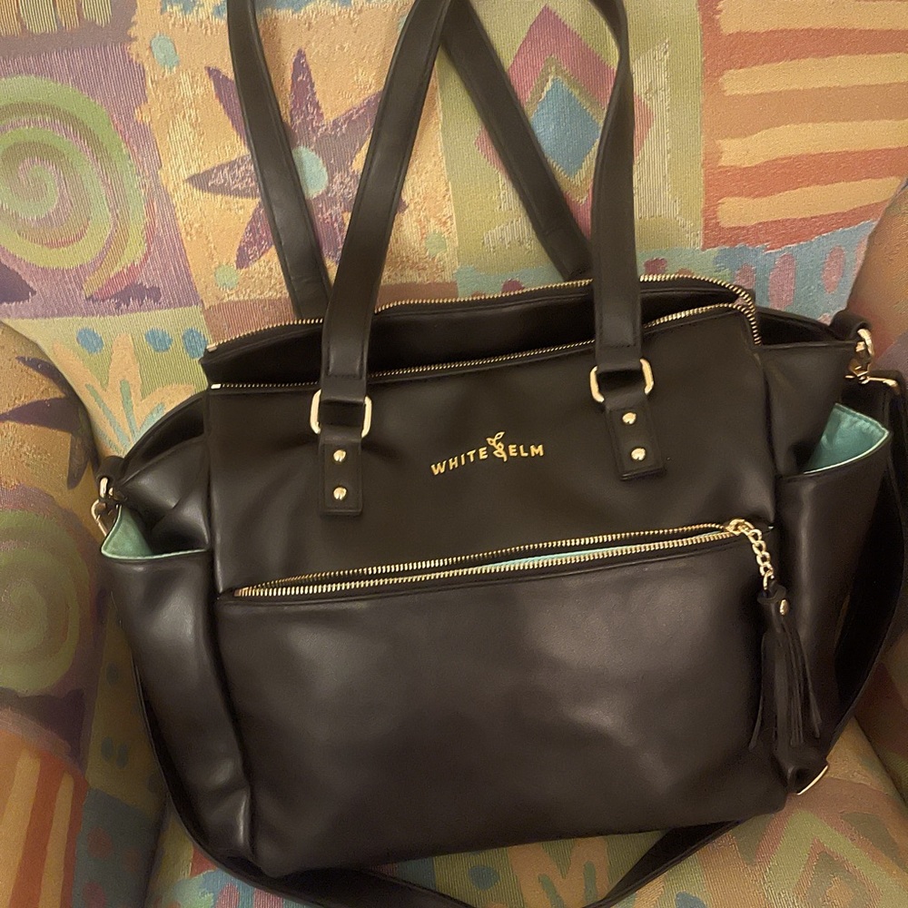 Black White Elm laptop bag!! Beautiful turquoise lining.
